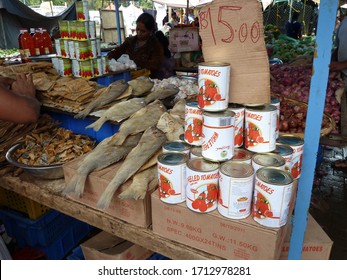 Mahebourg, Mauritius - 05 05 2010 : Traditionnal Market, Fish And Canned.