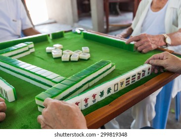 Mahjong Table Game On Of Chinese City Street