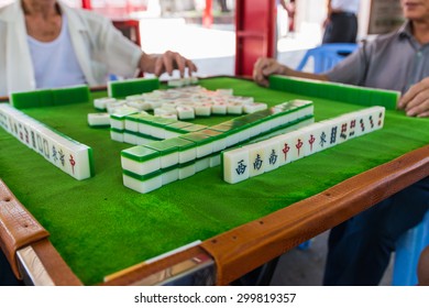 Mahjong Table Game On Of Chinese City Street