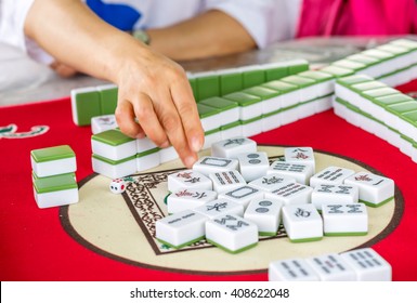 Mahjong Table Game On Of Chinese City Street