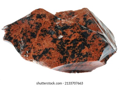 mahogany obsidian from Brazil isolated on white background - Shutterstock ID 2133707663