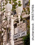 Maiden Lane Street Sign and Lamp Post San Francisco California