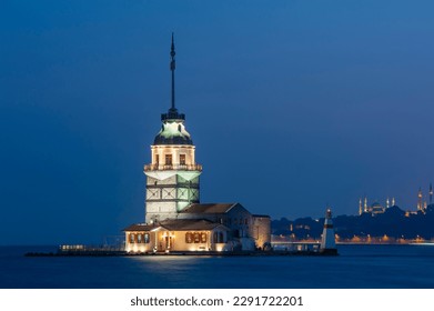 Maiden's Tower view in istanbul evening