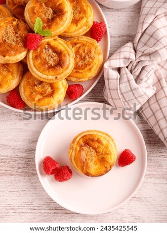 Maids of honour tarts - traditional English baked tart consisting of a puff pastry shell filled with cheese curds.