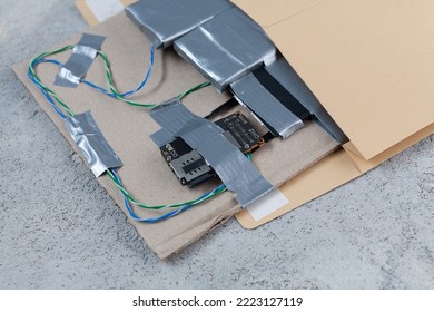 Mail Bomb IED - Improvised Explosive Device With C4 And Cell Phone Module In Envelope