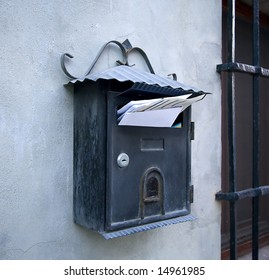  Mail Box On A Wall Full Of Letters