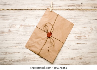 Mail envelope on rope