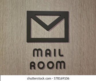 Mail Room Sign Board On The Wood Background At Condominium