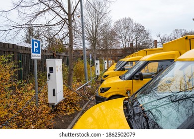 Mail transporter at an electric filling station, germany, 22.11.2020, Forst - Shutterstock ID 1862502079