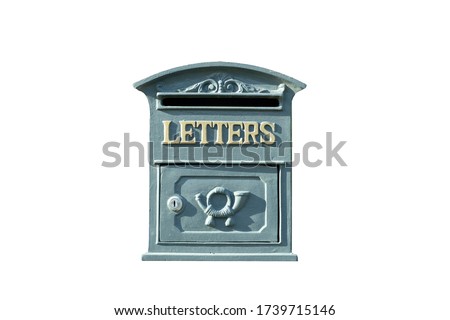 Mailbox isolated. Vintage mailbox for letters with the inscription 