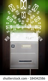 Mailbox Letter Icons Exploding On Glowing Stock Photo 184342586 ...