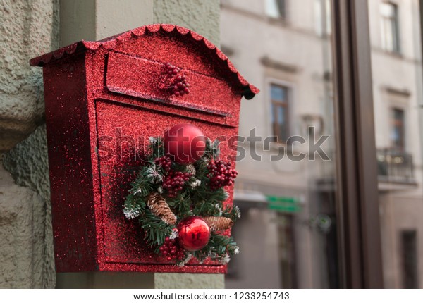 Mailbox On Street Festively Decorated Christmas Stock Photo Edit