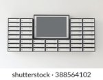 Mailboxes for apartment building with a notification board
