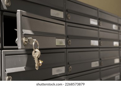 Mailboxes of an apartment facility, an open