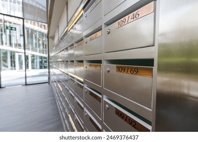 Mailboxes in the condo. mailbox pattern with lockable center in condo.