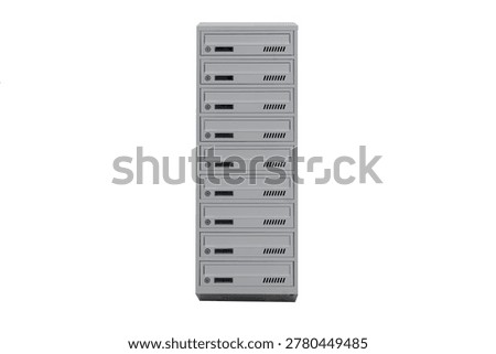 Mailboxes in the condo. metal mailbox with lockable center in condo. Mailbox the white background isolated