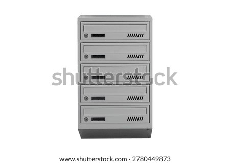 Mailboxes in the condo. metal mailbox with lockable center in condo. Mailbox the white background isolated
