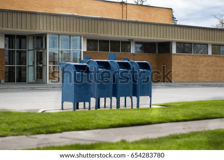 Mailboxes In Front of Post Office