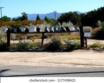 Mailboxes in a remote area, CA, USA