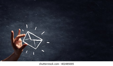 Mailing List Drawn By Hand Isolated On Blackboard