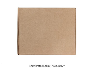 Mailing Shipping Cardboard Box On White Background Isolated. Top View.