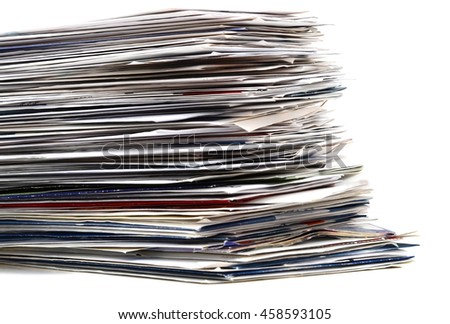 Mails and bills on stacking closeup