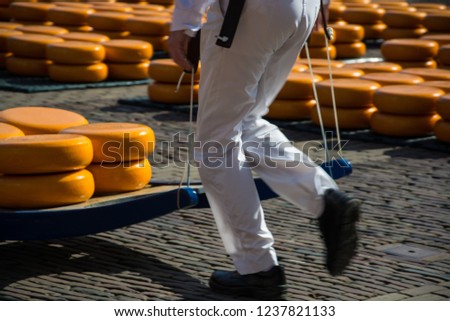 The main attraction of Alkmaar is the cheese market at the Waagplein. Stock photo © 
