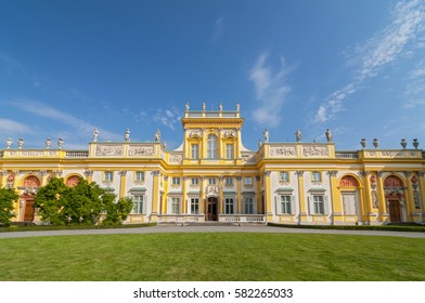 The Main Building And Alcove Towers At Wilanów Palace In Warsaw, Poland.