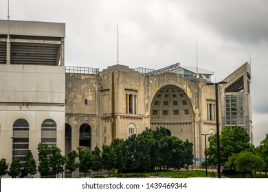 The Main Facade Of A College Football Stadium In Columbus, OH