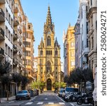 Main facade of San Ignacio church, view from Padre Larroca Street. San Sebastian. Basque Country, Spain.