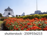 
The main gate of National Chiang Kai-shek (CKS) Memorial Hall, the landmark for tourist attraction in Taiwan.(Letters With Means Chiang Kai-shek)