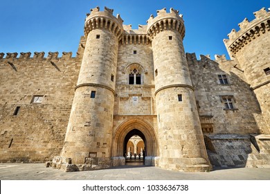 Main gates of The Knights Grand Master Palace at Rhodes island, Greece - Shutterstock ID 1033636738