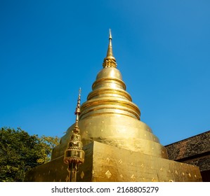 Main golden pagoda of Wat Phra Singh, Wat Phra Singh is a Buddhist temple in Chiang Mai, northern Thailand. - Shutterstock ID 2168805279
