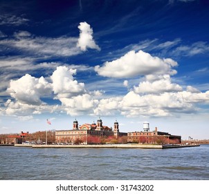 The main immigration building on Ellis Island in New York harbor
