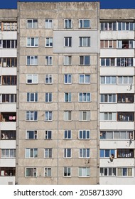 Main Façade Of Multi-apartment Large-panel Residential Building Soviet Architecture Houses Of Perestroika