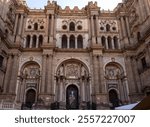 Main portal of Malaga Cathedral , Andalusia, Spain