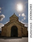 Main portal of Svetitskhoveli Cathedral. With the sun.