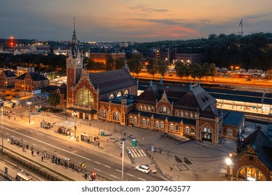 Main Railway Station building in Gdansk at night, Poland. - Powered by Shutterstock