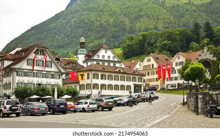 Main square (Dorfplatz) in Stans. Nidwalden. Switzerland