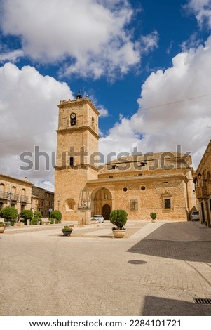 Main square of the small town of El Toboso in Spain, famous for being mentioned in Cervantes' Don Quixote