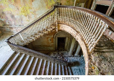 Main Staircase in an Abandoned Mansion.