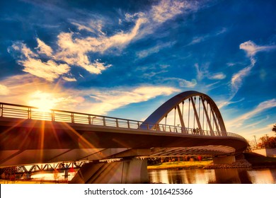 The Main Street Bridge In Columbus, Ohio Is A Major Landmark In This Capital City.