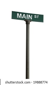 Main Street Sign Over A White Background