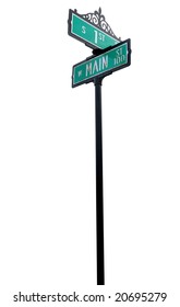 Main Street Sign Over A White Background