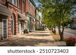 Main street U. S.A. store fronts on a summer day in a small town..