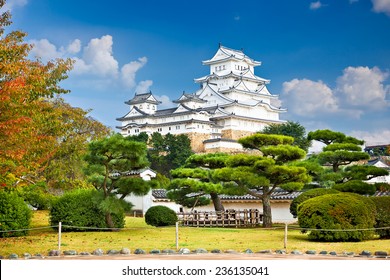 Main tower of the  Himeji Castle, also called the white Heron castle,  Japan. This is a UNESCO world heritage site.