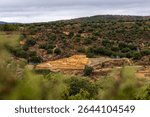 Main view of the archaeological site of the Iberian settlement of Los Morrones, in Cortes de Arenoso, Castellón, Spain.