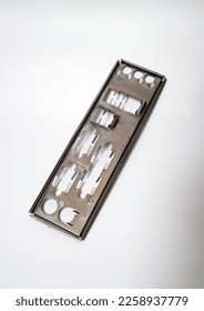 mainboard computer backpanel on white background