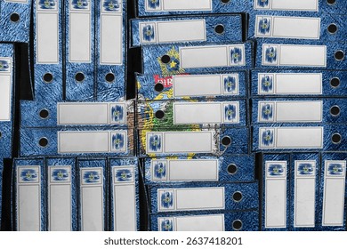 Maine Flag Colors Folder Stack, Bureaucracy and Government Administration Concep