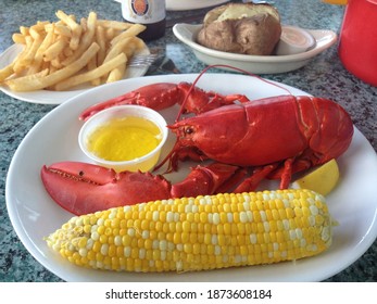 Maine Lobster And Corn Dinner With Fries